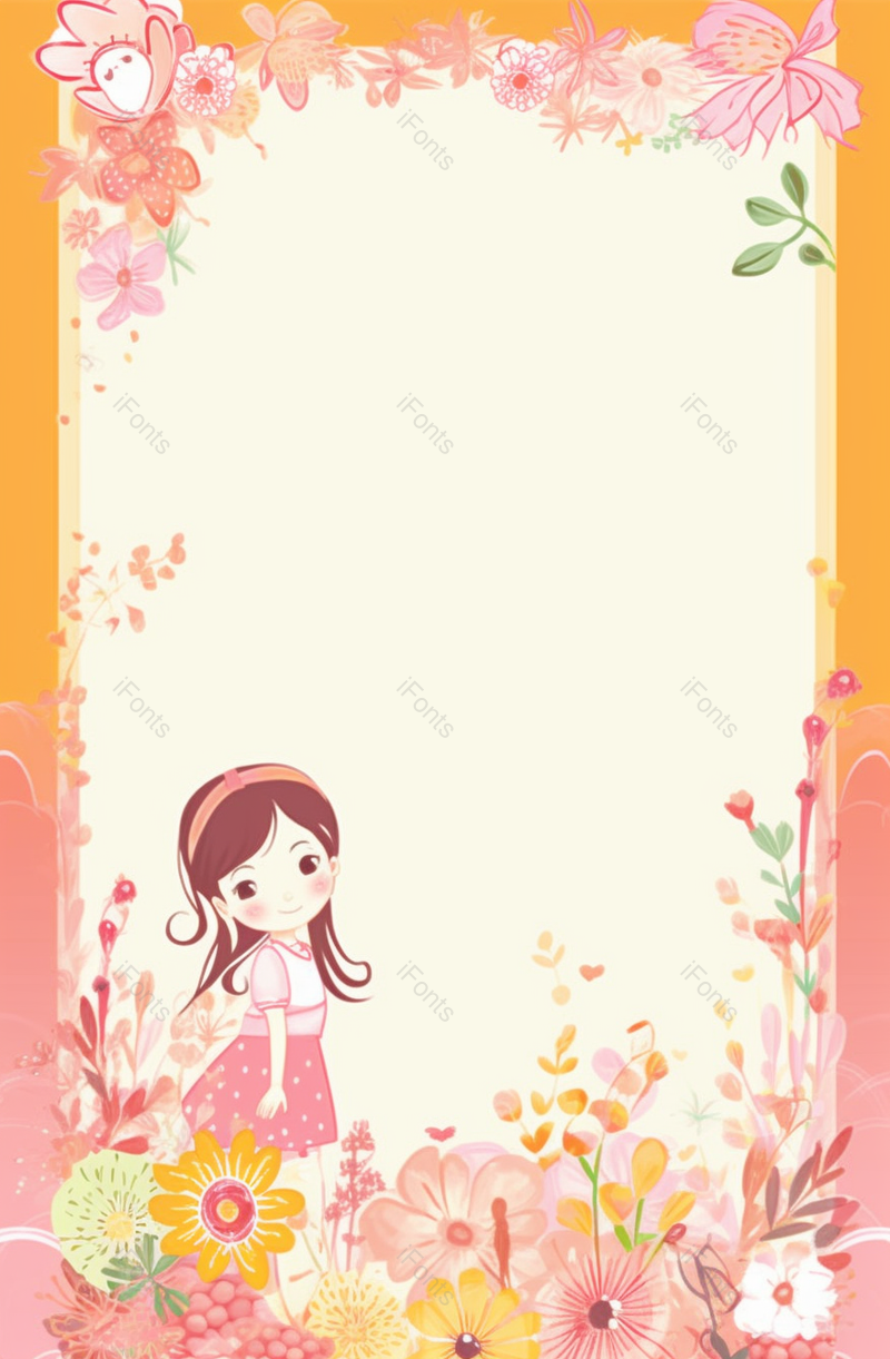 小清新小女孩手绘卡通边框背景图,插画/手绘图,插画/手绘图库,插画/手绘图下载,插画/手绘